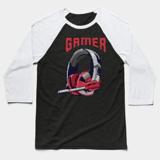 Gamer Pixel Headset - low-bit graphics - gift Baseball T-Shirt